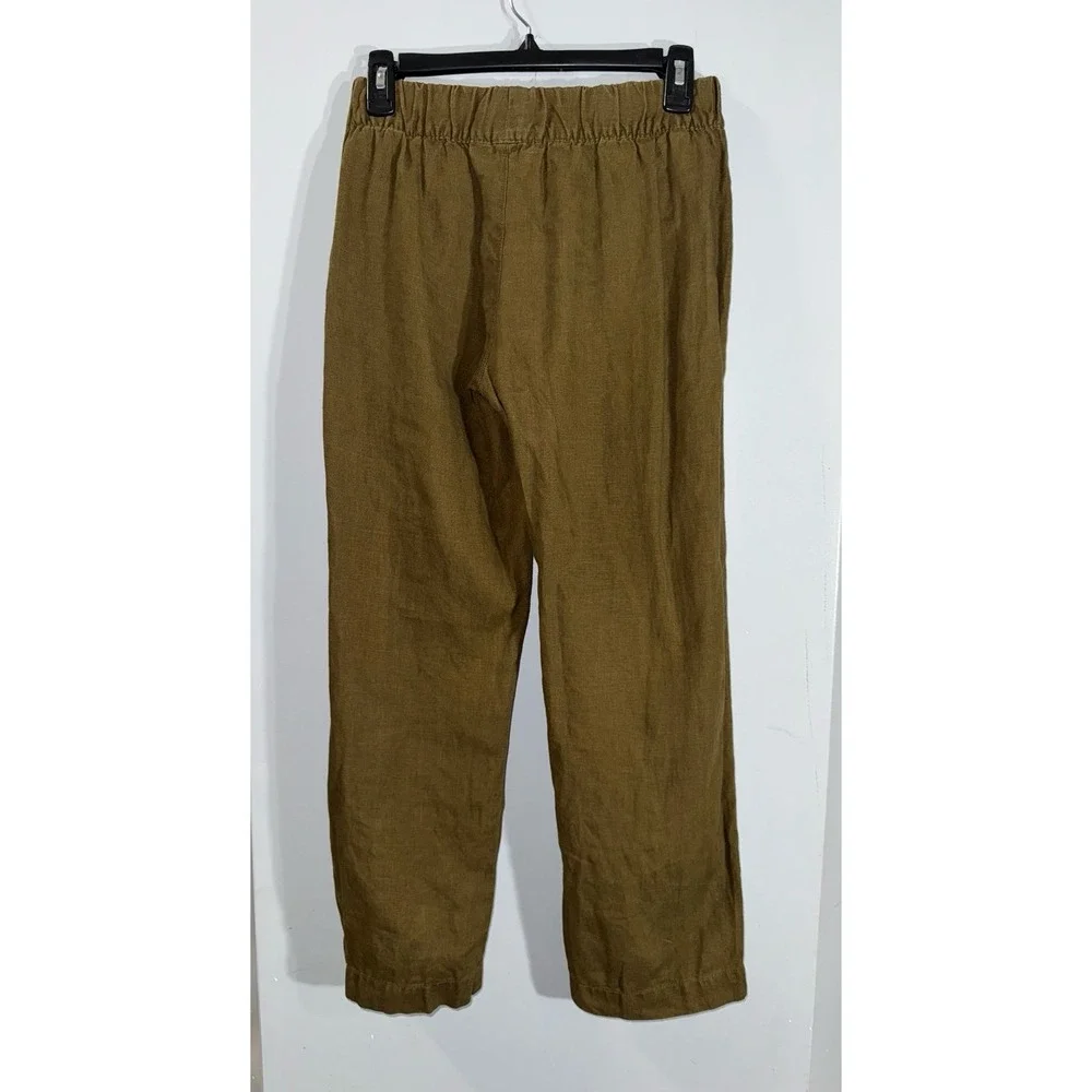 American Giant brown 100% linen pull on elastic waist wide leg pants women's XS - Picture 5 of 8